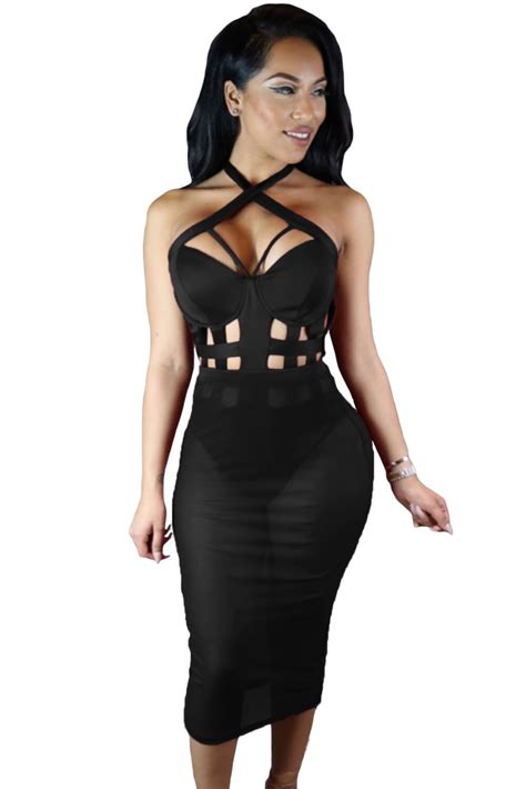 Black Sleeveless Short Bodycon Cutout Dress Online Store For Women Sexy Dresses