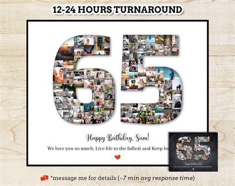 65th Birthday Photo Collage Personalized 65th Photo Collage Etsy