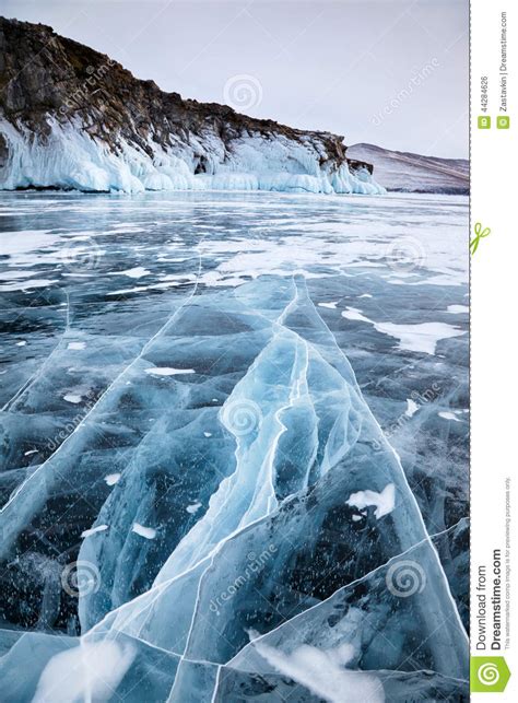 Rocks On Winter Baikal Lake Stock Photo Image Of Frost Blue 44284626