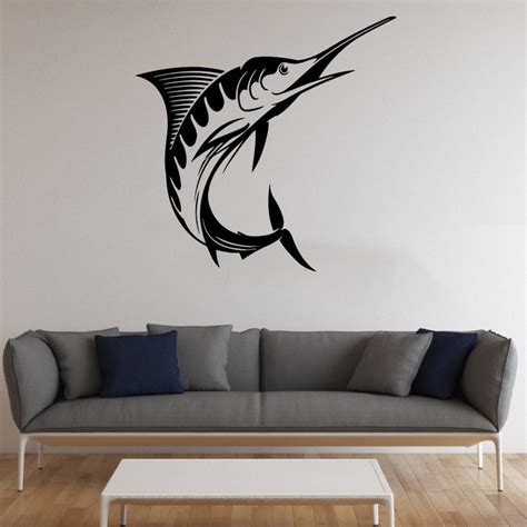 Marlin Fish Vinyl Decal Fish Wall Sticker Fishing Decals Wall Etsy