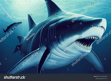 3d Illustration Megalodon Shark Prehistoric Sea Stock Illustration ...