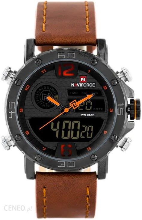 NAVIFORCE NF9134 zn075e brown orange Czarny Brązowy Zegarki Męskie