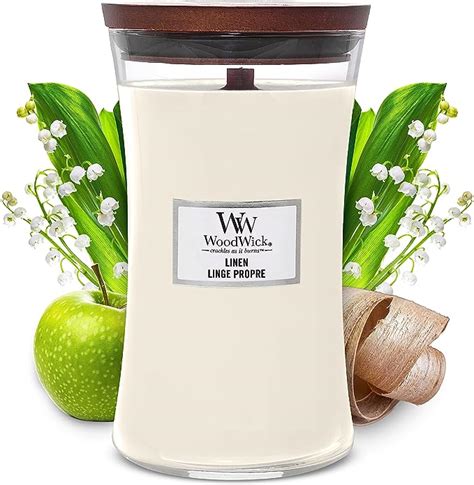 Woodwick Large Hourglass Scented Candle Linen With Crackling Wick