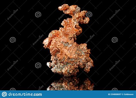 Macro Mineral Stone Copper On Black Background Stock Image Image Of