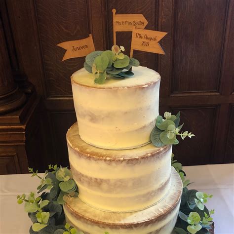 Semi Naked Wedding Cake With Eucalyptus Leaves Hot Sex Picture