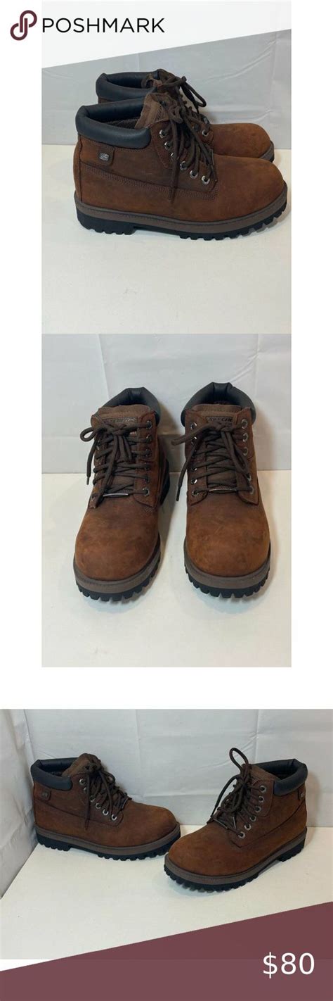 Skechers Men S Sergeant Verdict Leather Work Boots Dark Brown Size Us