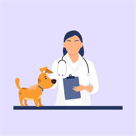 Veterinarian in the office holding dog. Veterinary doctor. Vet clinic. Woman with dog.Vector ...