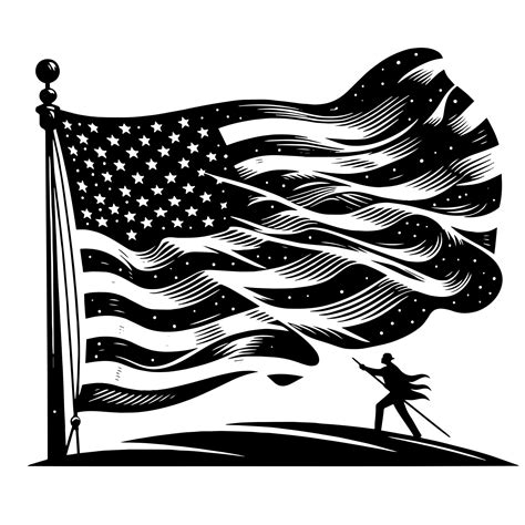 Black and White Illustration of the USA Flag 43573827 Vector Art at ...