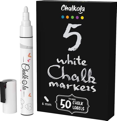 Chalkola Kreidestifte für Tafel Abwaschbar Weiß 5 Kreidemarker Weiss