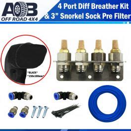 Diff Breather Kit 101 Universal 4 Port Blue Hose 3 BLACK Snorkel