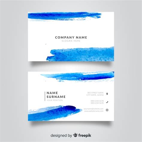 Free Vector Watercolor Stains Business Card Template