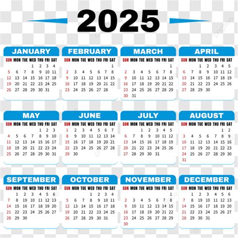 2025 Calendar Blue Vector 2025 Calendar Blue Png And Vector With