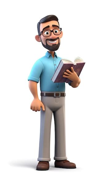 Premium Photo A 3d Character Male Teacher Inspiring Generative Ai