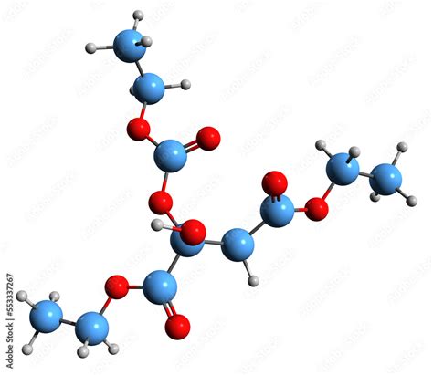 3D Image Of Triethyl Citrate Skeletal Formula Molecular Chemical