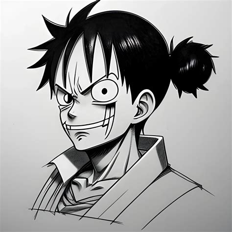 Luffy Attitude Anime Face Pencil Sketch 3d Cartoon Arthub Ai