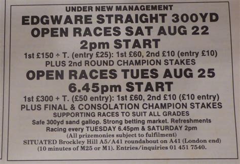 LONDON Edgware - Greyhound Racing Times