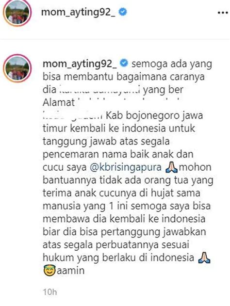 Buru Hater Ibunda Ayu Ting Ting Minta Pertolongan KBRI Singapura