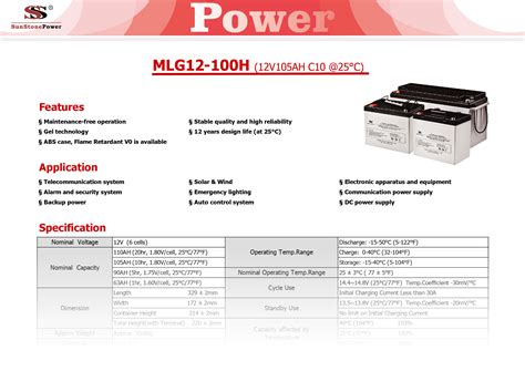 Data Sheet Sunstone Mlg Series Gel Battery For Solar Eps Sunstone