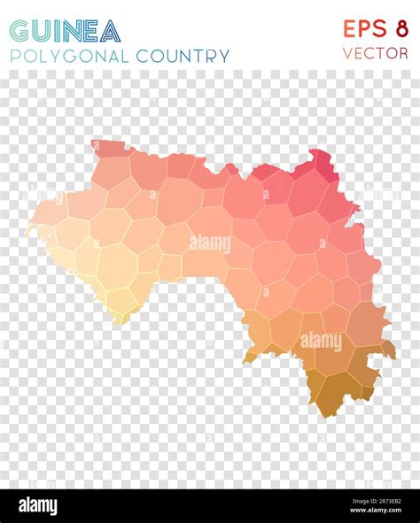 Guinea Polygonal Map Mosaic Style Country Grand Low Poly Style