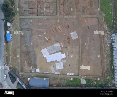 Aerial View Of The Excavation Site Of A Large Cluster Of 2200 Year Old