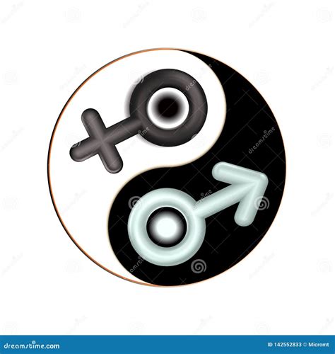 Yin And Yang Male Female Gender 3d Symbol Isolated Mandala Design