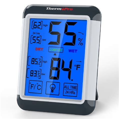 Thermopro Tp55w Digital Hygrometer Indoor Thermometer Humidity Gauge With Jumbo Touchscreen And