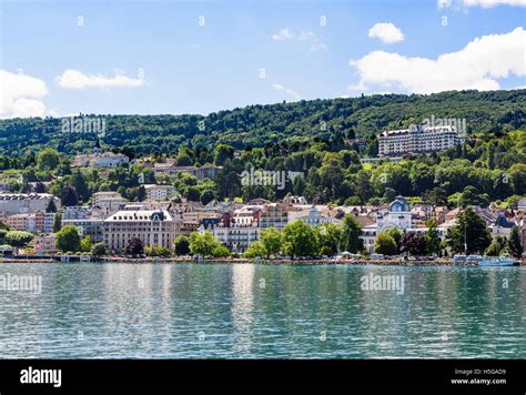 The Waterfront Of Evian Overlooked By The Hotel Royal Évian Les Bains