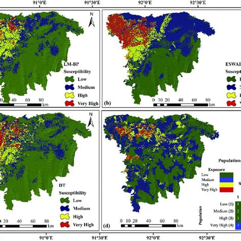 Flood Susceptibility Maps A Lm Bp B Eswara C Dt And D Download Scientific Diagram