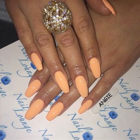 Peach Nails Acrylic Coffin Tips Color Short Acrylic Nails