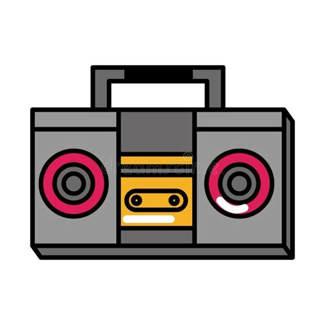 Boombox Music Pop Art Comic Style Line Icon Stock Vector