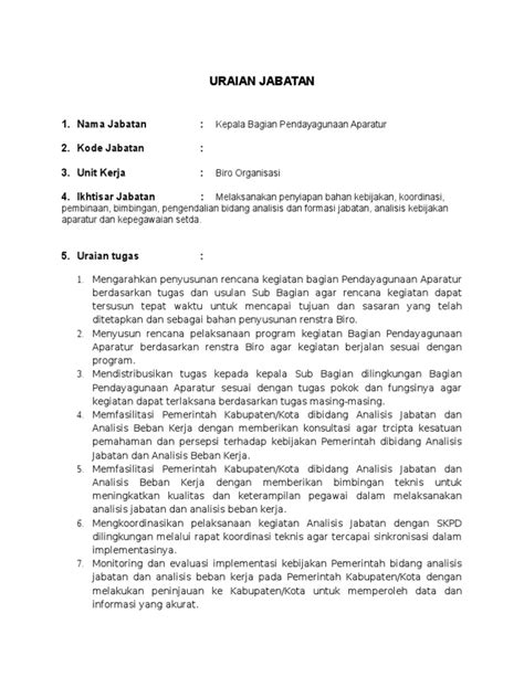 Contoh Uraian Jabatan Riset