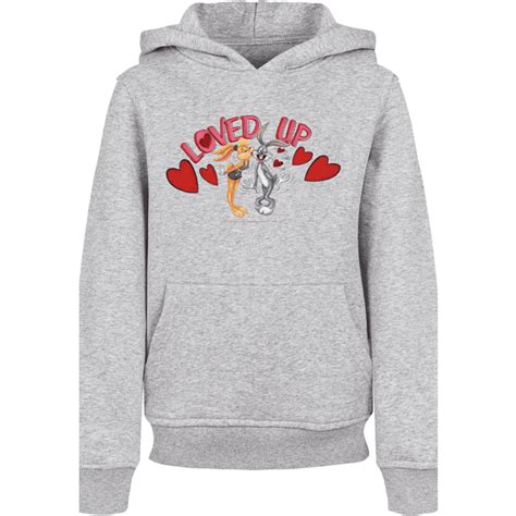 F4nt4stic Hoodie Looney Tunes Bugs Bunny And Lola Valentines Day Loved Up Heather Grey