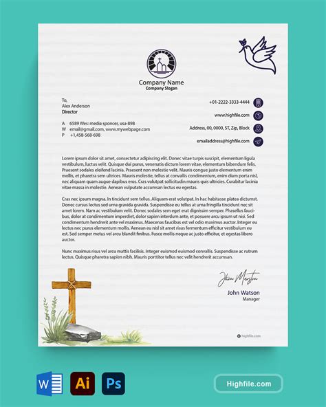 Indigo Church Letterhead Template Word Adobe Illustrator Adobe