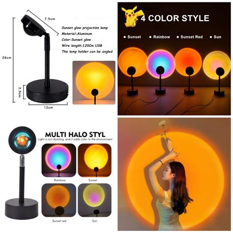 Jual Lampu LED Sunset Varian Warna Motif Sun Light Lamp Projector