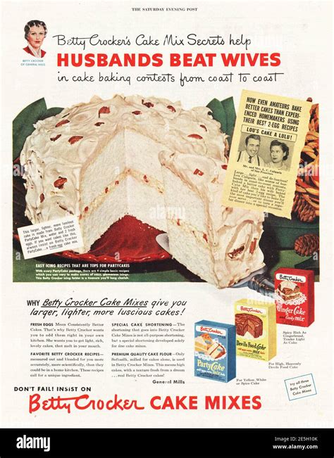 1950 U.S. Magazine Betty Crocker Cake Mixes Ad Stock Photo - Alamy