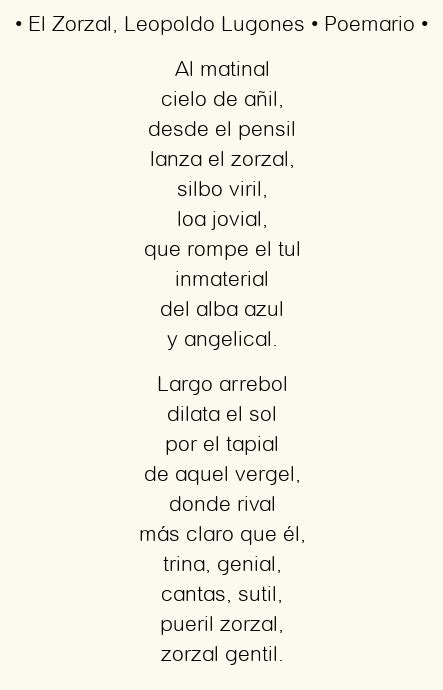 El Zorzal Leopoldo Lugones Poema Original