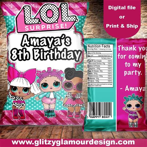 LOL Surprise Chip Bag Custom Party Favors Suprise Birthday Party