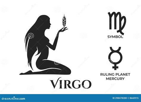 Virgo Zodiac Sign. Mercury Ruling Planet Symbol Stock Vector ...