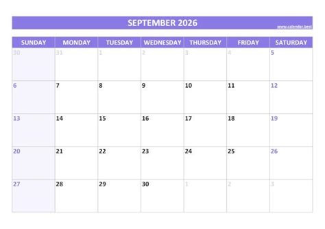 September 2026 calendar -Calendar.best