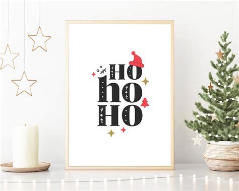 HO ho HO Print Affiche encadrée festive du Père Noël Art mural sur le