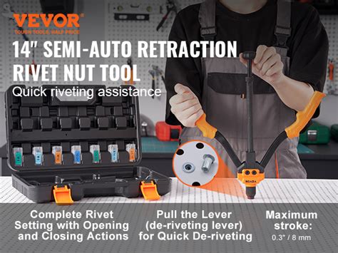 VEVOR VEVOR Rivet Nut Tool 14 Rivnut Tool Kit With 7 PCS Metric And