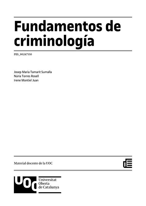 Fundamentos Criminolog A Fundamentos De Criminolog A Pid Josep Maria