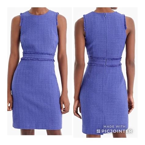 J Crew Dresses J Crew Size 2 Tweed Sheath Dress Batik Blue Nwt