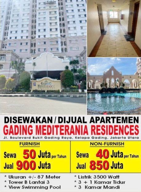 Jual Apartemen Gading Mediterania Residence Area Kelapa Gading