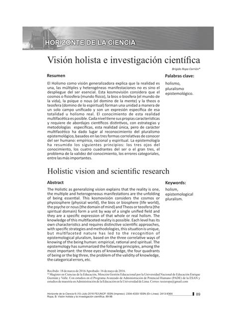 PDF Visión holista e investigación científica