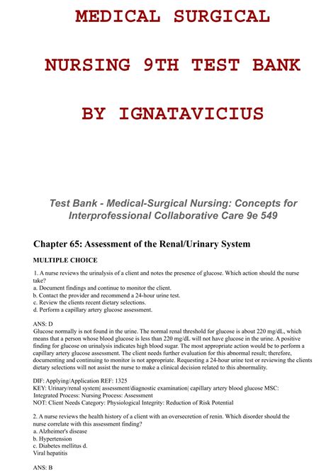 Test Bank Medical Surgical Nursing Concepts For Interprofessional