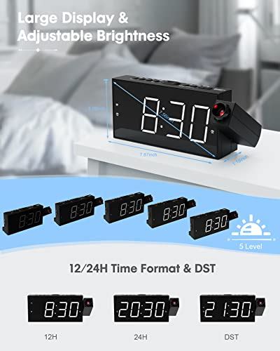 Digital Projector Alarm Clocks for Kids Bedroom,Plug-in LED Display ...