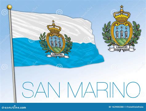 San Marino Republic, Flag and Coat of Arms Stock Vector - Illustration ...