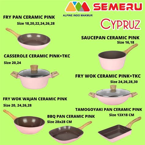 Jual Cypruz Pink Ceramic Set Variants Fry Pan Fry Wok Saucepan Panci