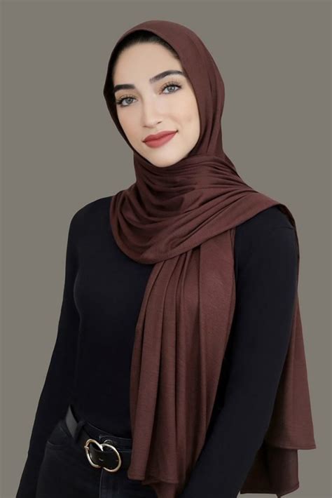 Plain Brown Jersey Hijab Um Anas Islamic Clothing Hijabs Abayas